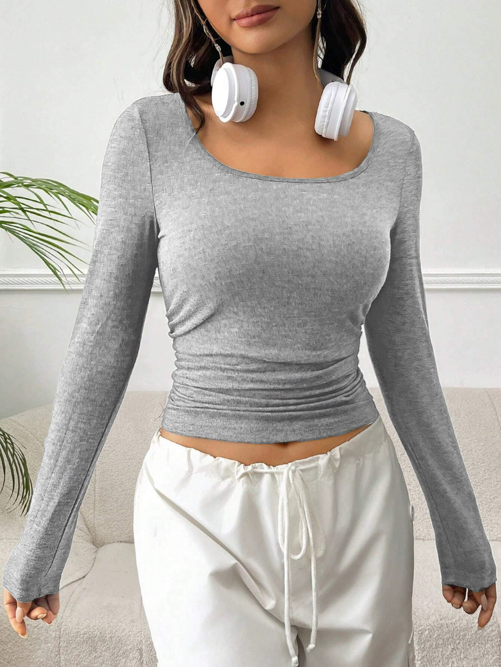 ZARA Versatile Crew Neck Cropped Tee Solid Color Spring Summer Top